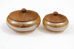 Bol de service en verre de qualité supérieure avec couvercle en bois, centre de table, bol à fruits secs, présentoir alimentaire pour table, au meilleur prix - Product Image 3