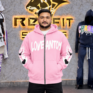 Wholesale Unisex <b>Full</b> <b>Zip</b> Hoodie Custom Distressed Embroidery Heavyweight Fleece Oversized Streetwear Hooded <b>Sweatshirt</b> - Product Image 5