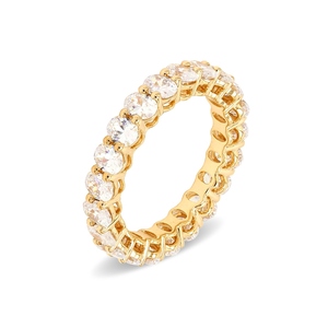 Bague d'éternité moderne en or jaune 9K, 4 carats de diamants ovales de laboratoire, bijoux fins minimalistes de luxe, idée cadeau - Product Image 3