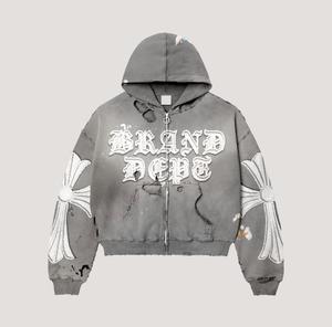 Sudadera con capucha para hombre, diseño personalizado, corte holgado, hombros caídos, estilo vintage desgastado, estampado en serigrafía, tejido grueso. - Product Image 4