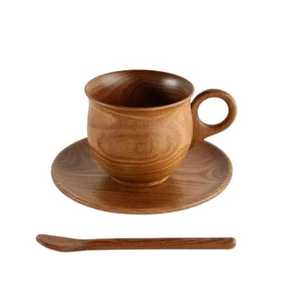 Natural Wooden Coffee <b>Cup</b> <b>Saucer</b> Spoon Kit-Eco-Friendly Durable Classic Design Business Gift Set - Product Image 5