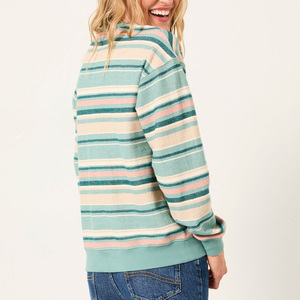 Suéter de Mujer a Rayas con Cuello Redondo, Tejido, Manga Larga, Informal, para Otoño, 100% Acrílico, Diseño Antipilling - Product Image 4