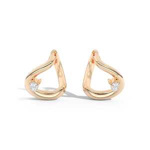 14K Gold Pear Cut Lab Grown Diamond Huggies <b>Hoop</b> <b>Earrings</b> Pave Set Curved Wave Twist 13mm Geometric <b>Hinged</b> Huggie Clasp 0.20ct - Product Image 5