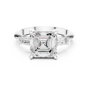 แหวนหมั้นดีไซน์เนอร์ทองคำขาว 14K ประดับเพชรทรง Asscher และทรง Emerald คัต เพชรเลี้ยงในห้องปฏิบัติการ สำหรับผู้หญิง - Product Image 3
