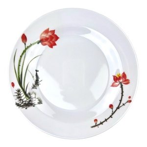 Ensemble bol et soucoupe en mélamine, design minimaliste peint à la main, assiettes rondes, durables, pour les fêtes - Product Image 5