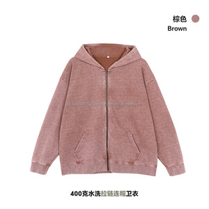 Sweat à capuche zippé délavé à l'acide personnalisé Sweat à capuche zippé délavé Sweat à capuche zippé Vintage Wash Sweat à capuche zippé logo personnalisé - Product Image 6