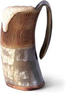 Taza de Cuerno de Búfalo Natural de la Mejor Calidad con Asa, Diseño de Ángel Hecho a Mano, para Cerveza, Vino, Sidra y Cerveza Artesanal - Product Image 2