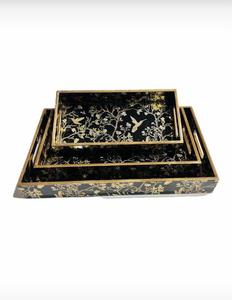 Designer Wooden Meena Enamel Work Tray Handmade Printed Snack Serving Platter Organizer Modern Craftsmanship - Product Image 1