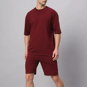 OEM Summer Breathable <b>Knitted</b> Men's Casual Two-Piece Clothing <b>Sets</b> T-Shirts and Shorts - Product Image 1