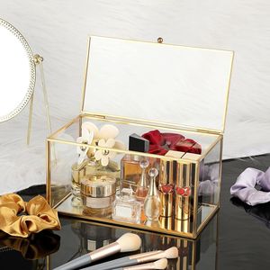 Vintage Inspired Metal And Glass Jewelry Storage <b>Box</b> With Clear Panels And <b>Strong</b> Frame For Durable Use - Product Image 1