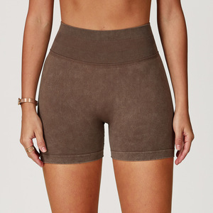 Shorts de course sans couture en spandex pour femme, effet froncé aux fesses, compression ventre plat, vêtements de sport yoga respirants, grandes tailles imprimées - Product Image 4