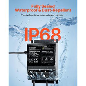 Caricabatterie per Barca a 2 Banchi 10A 12V - Caricabatterie Intelligente Impermeabile IP68 per Batterie agli Ioni di Litio - Product Image 3