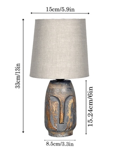 Antique teal wood <b>table</b> lamp sage linen shade rustic teardrop base <b>bedside</b> night light for farmhouse home decor wholesale OEM - Product Image 5