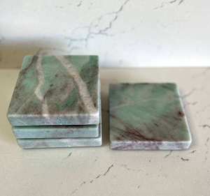 Luxury Quartzite <b>Square</b> Coaster Set With Natural Stone Finish For Home Decor <b>Coffee</b> <b>Table</b> Protection Tea <b>Coffee</b> Use - Product Image 2