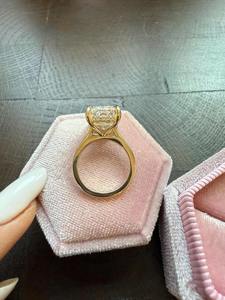 Radiant Cut Moissanite Diamond Engagement <b>Ring</b> 925 <b>Silver</b> Gold <b>Solitaire</b> plated Gemstone <b>Ring</b> for Women - Product Image 5