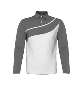Golf de manga larga personalizado de alta calidad para hombre para camisa de nailon Spandex tela transpirable diseño de rayas diagonales ropa teñida 180g - Product Image 1