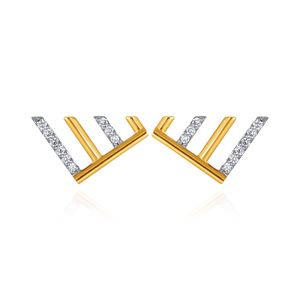 Boucles d'oreilles clous en or jaune Glowline avec diamants ronds taille brillant, diamants naturels, bijoux minimalistes pour femme, à porter au quotidien - Product Image 1