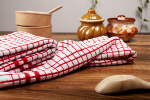 Serviettes de cuisine rectangulaires en coton écologique à carreaux rouges, séchage rapide, hypoallergéniques, tissées, lavables en machine, pour usage domestique - Product Image 4