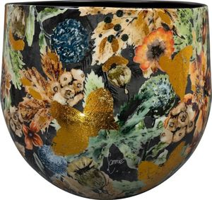 Vase rond en céramique Linea Exports Inc. avec motif floral rose, finition brillante, style traditionnel fait main, décoration de table - Product Image 6
