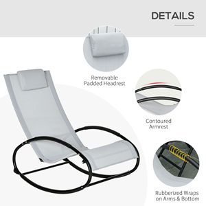 Sdraio a dondolo grigia Backyard Bliss per esterni con poggiatesta, cuscino in olefin e telaio in alluminio per comfort e relax - Product Image 5
