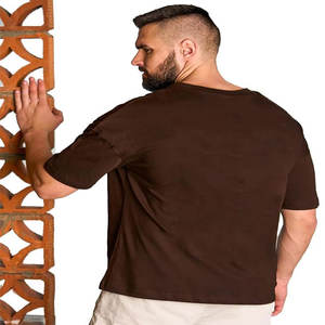 T-shirt décontracté 100 % coton épais 260 GSM pour homme, coupe oversize à épaules tombantes, manches courtes en maille - Product Image 1