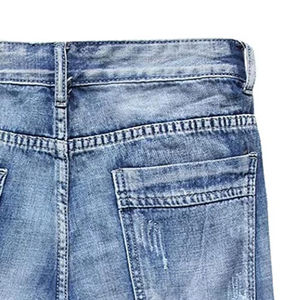 Shorts en jean tendance personnalisés, décontractés, droits, boutonnés, tricotés, avec patchs vintage, de haute qualité, effet usé, pour hommes, marque privée - Product Image 6