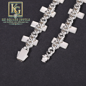 Collar de cadena con cruz para hombre, estilo hip hop rock, chapado en plata de ley con moissanita, regalo para fiesta - Product Image 2