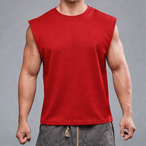 Mens Eco-Friendly Vintage Gym Tank Top | Sleeveless Workout Shirt | <b>Stringer</b> <b>Vest</b> | Bodybuilding Fitness Wear | Front | Puff - Product Image 1