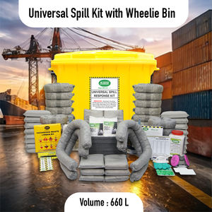 Kit de Derrames de Aceite y Productos Químicos de 600L con Contenedor con Ruedas, Kit de Respuesta a Derrames de Emergencia de 63 Galones para Fábrica, Almacén, Laboratorio, Almohadillas, Calcetines, EPP - Product Image 2