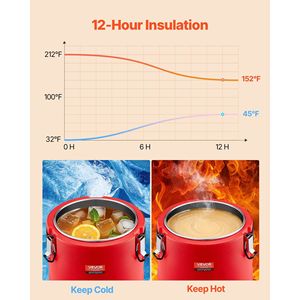 Dispenser Termico per Bevande da 8L (2.2 Galloni) con Rubinetto, Contenitore Refrigerante per Alimenti Caldi e Freddi, 76 cm - Product Image 3