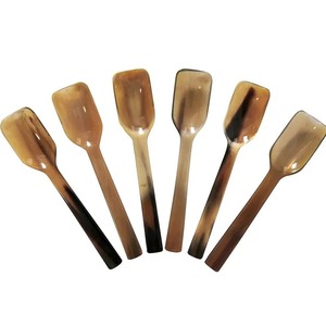 Ensemble de couverts classiques écologiques en corne de buffle plaqué or avec miroir, design personnalisé, cuillère à manche court, café, thé, vin, cadeaux promotionnels - Product Image 4