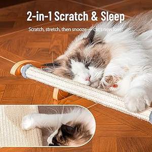 Hamac et lit de repos pour chats de grande taille, durable, avec griffoir intégré, chaise en bois massif pour chatons, facile à assembler - Product Image 3