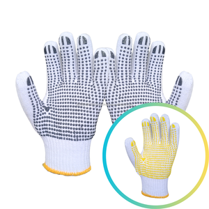 Gants antidérapants de sécurité améliorée en blanc blanchi à pois en PVC noir pour les tâches de coupe et d'élagage des cultures - Product Image 3