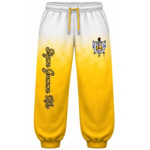 Sigma Gamma Rho <b>Women's</b> Oversized Tie Dyed Trousers <b>White</b> Gold Greek Sorority Graphic <b>Jogger</b> Sweatpants Custom Casual Fashion - Product Image 1
