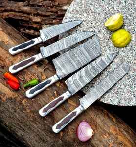 Juego de Cuchillos de Chef Ecológicos y Duraderos de 5 Piezas con Hojas de Acero de Damasco, Mangos Personalizados y Agarre Ajustable - Product Image 6