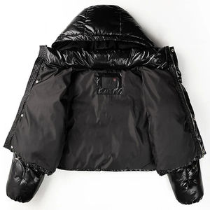 Women's Winter Warm Bubble Puffer <b>Jacket</b> Breathable Nylon Coats with Shiny <b>Light</b> Zipper Closure Printed Pattern Crop Style Women - Product Image 3