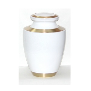 Urna de cremación blanca para cenizas de humanos, urnas de material fuerte de banda dorada para conmemoración directa de fabricación - Product Image 3