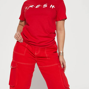 T-shirt en jersey modal 100% coton uni à ourlet incurvé pour femme, col ras du cou, manches courtes, coupe décontractée, idéal pour l'été - Product Image 2