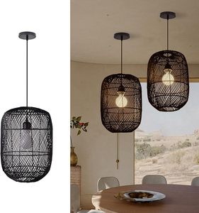 Handmade Wicker Rattan Lampshade Woven Pendant Ceiling <b>Lamp</b> Cover Eco Friendly Home Decor Supplier - Product Image 5