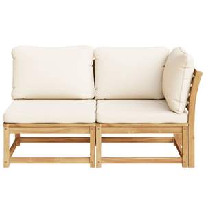 Conjunto de Muebles de Jardín de Madera de Acacia Sólida en Color Blanco Crema, Poliéster Mediano - Muebles de Exterior de Alta Calidad - Product Image 4