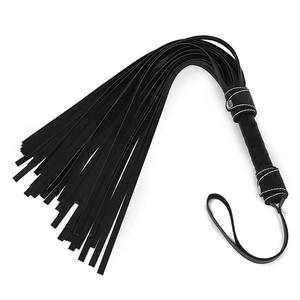 Fouet noir avec poignée recouverte de cuir et sangle de poignet, fouet d'entraînement équestre, fouet en cuir fait main, fouet BDSM, clubs de nuit, SPALL JP SPORTS - Product Image 1