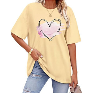 เสื้อยืดโอเวอร์ไซส์ผู้หญิง ขายส่ง ดีไซน์ใหม่ ผ้าฝ้าย ทรงหลวม แขนสั้น เสื้อลำลองสำหรับผู้หญิง แฟชั่นสตรีทประจำวัน - Product Image 1