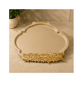 Attractive Design Stainless Steel Serving <b>Tray</b> In Silver And Gold Color Oval Shape <b>Breakfast</b> <b>Tray</b> With Handles - Product Image 5