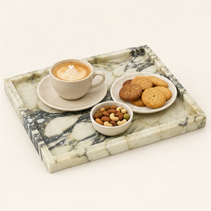 Plateau en marbre, organiseur de vanité en pierre naturelle, plateau rectangulaire en marbre blanc pour table basse, à prix raisonnable - Product Image 4