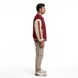 Blouson universitaire personnalisable en laine et cuir pour homme, coupe oversize, style streetwear, veste Letterman, vêtements de fraternité grecque, vente en gros OEM - Product Image 3