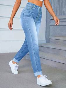 Best Selling High Waist Stretch Pencil <b>Pants</b> for Plus Size Adults Women's Casual Solid Style Thin Fit Jeans Export From BD - Product Image 2