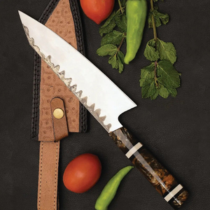 Couteau de chef Burraq personnalisé fait main en acier carbone, lame de 8 pouces, épaisseur de 3,0 mm, manche en bois, NOUVEAU, cadeau - Product Image 5
