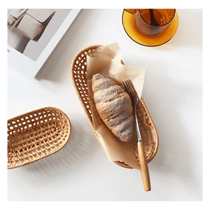 Cesta y bandeja de ratán tejido, producidas con fibra de ratán ecológica para la presentación de alimentos y decoración rústica del hogar, hechas en Vietnam. - Product Image 4