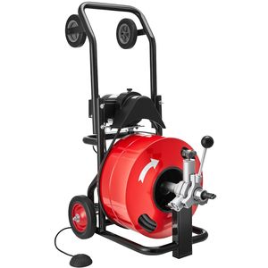 Macchina Portatile per la Pulizia degli Scarichi con Spirale a 100 Piedi x 3/4 Pollici, Alimentazione Automatica, Combinazione Multi-Ruota - Product Image 1