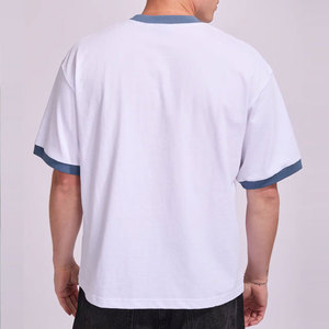 T-shirt Hip Hop Col V Uni Personnalisable Couleur Unie Sans Couture 170/210 Gsm Tissu Lourd Respirant Extensible Teint Uni - Product Image 6